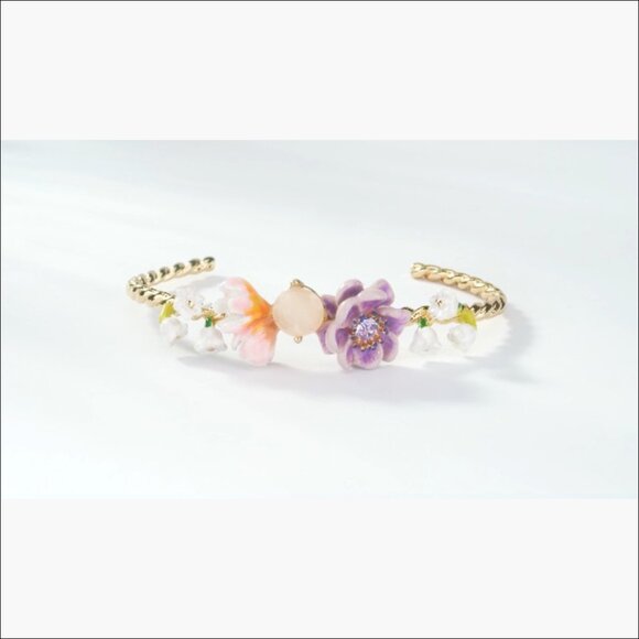 18K Gold Plated Handmade Floral Bangle and Necklace Set - Picture 5 of 7